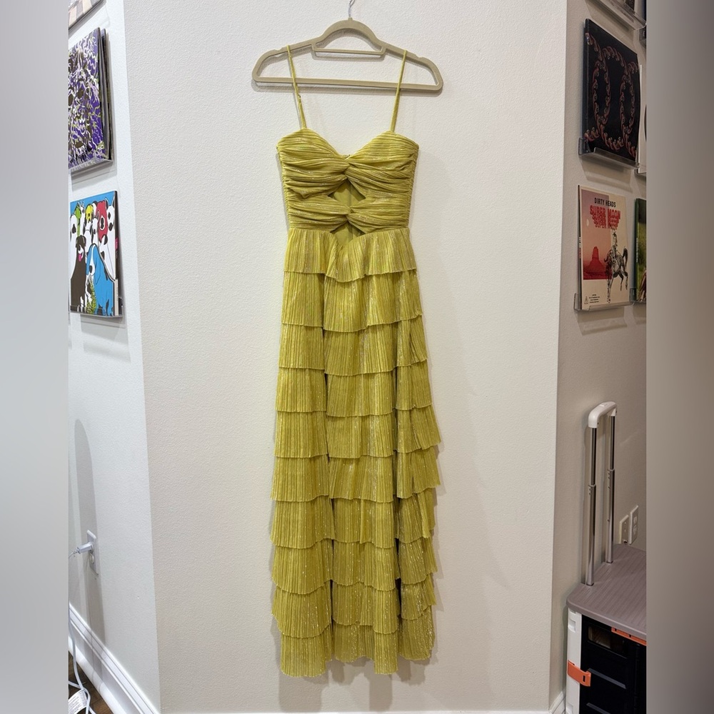 Gianni Bini Strapless Tiered Gold Dress